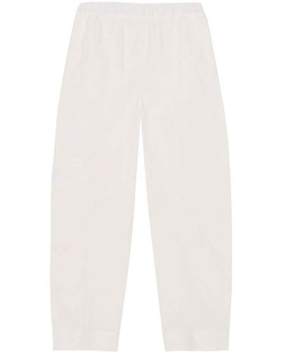 Ganni Pantaloni affusolati con vita elasticizzata - Bianco