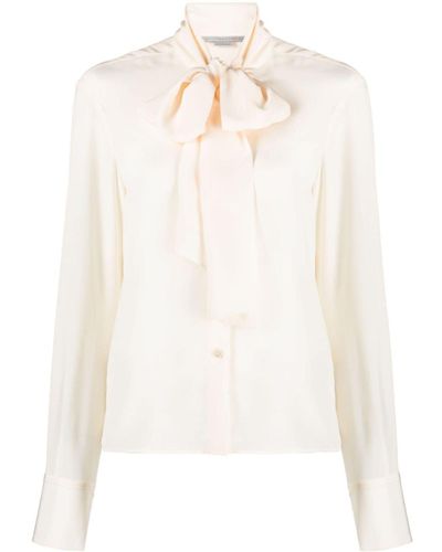 Stella McCartney Hemd mit Schleifenkragen - Weiß