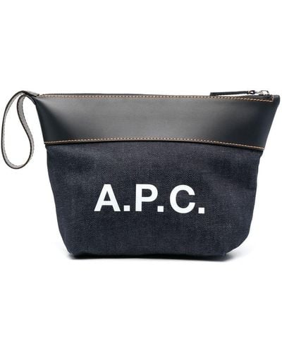 A.P.C. Logo-print Clutch Bag - Blue