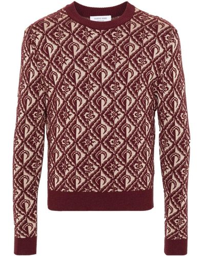 Marine Serre Patterned-jacquard Wool-blend Sweater - Red
