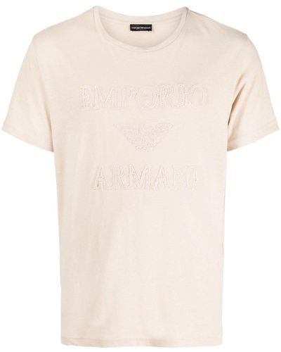 Emporio Armani T-shirt girocollo con ricamo - Neutro