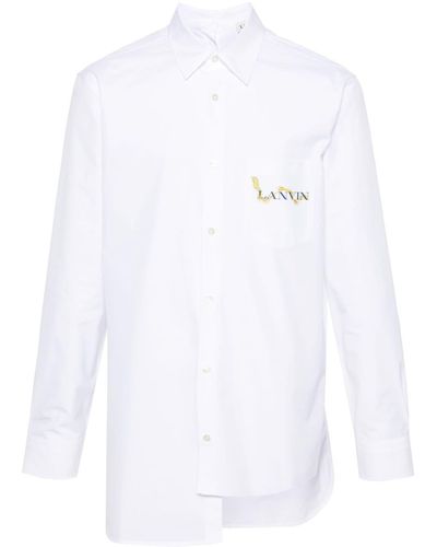 Lanvin Asymmetrisch Overhemd Met Logoprint - Wit