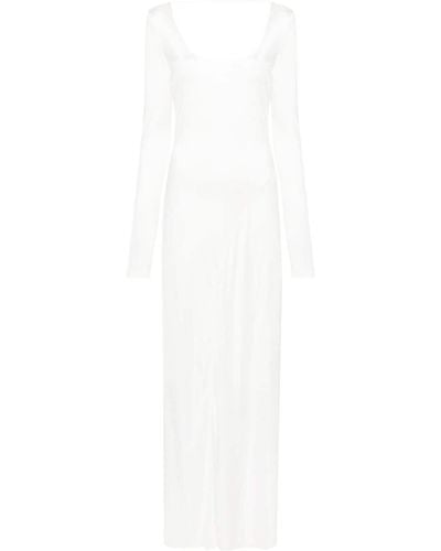 Tom Ford Open-back Long-sleeve Gown - White