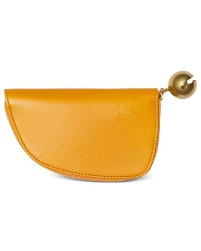 Burberry Leather Shield Coin Pouch - Orange