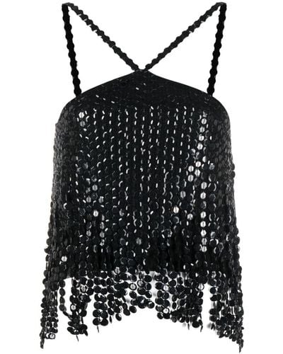 The Attico Layered Sequin-embellished Top - Black