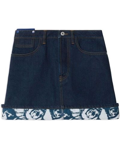 Burberry Minijupe en jean Japanese à détail de patch - Bleu