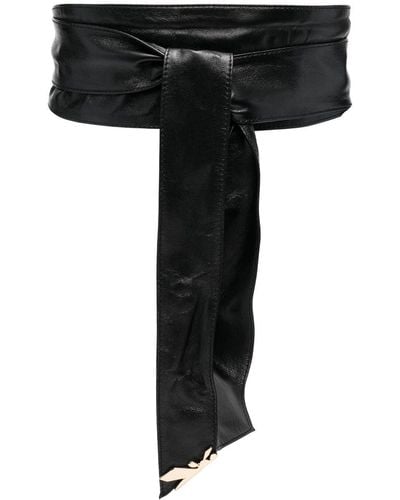Patrizia Pepe Logo-plaque Leather Belt - Black