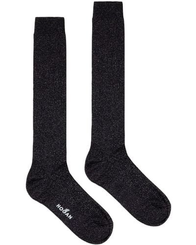 Hogan Logo-intarsia Glitter Knee-socks - Black