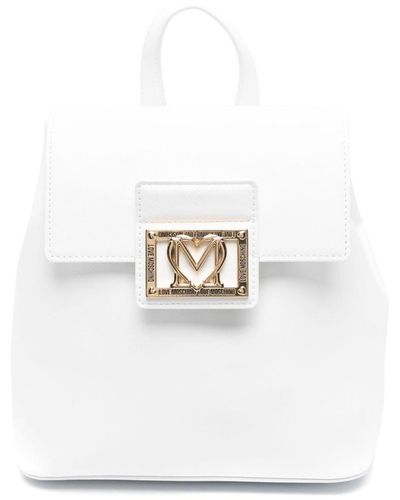 Love Moschino Rucksack mit Logo-Schild - Weiß