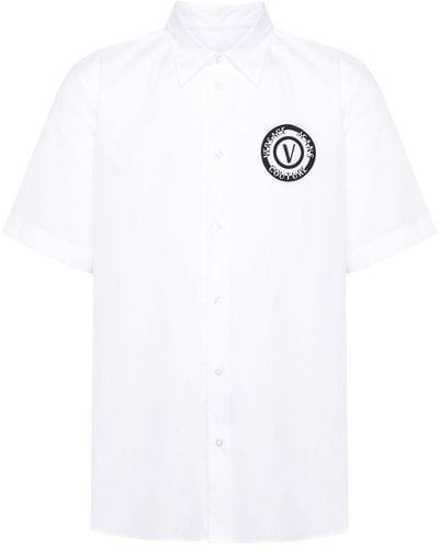 Versace Popeline-Hemd mit V-Emblem - Weiß