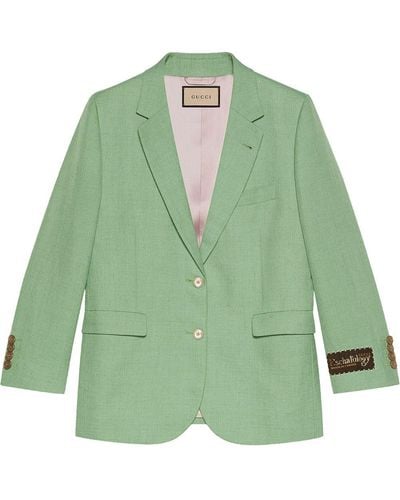 Gucci Linen Single-breasted Jacket Pine Green