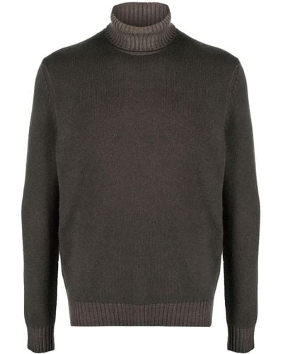 Malo Fine-knit Roll-neck Sweater - Grey