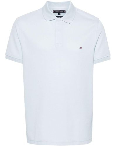 Tommy Hilfiger Logo-embroidered Textured-finish Polo Shirt - White