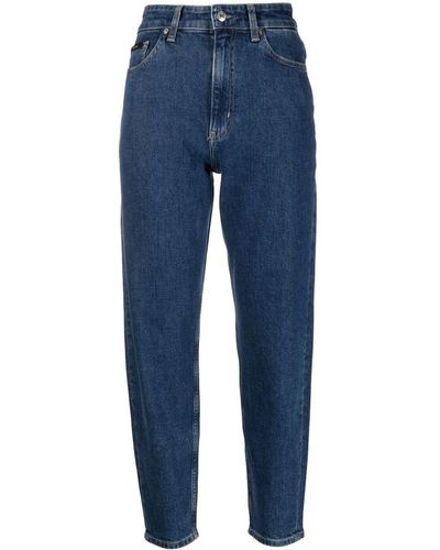 Calvin Klein Mom Tapered-Jeans - Blau