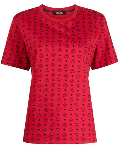 MCM Monogram-pattern Cotton T-shirt - Red