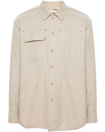 Helmut Lang Interlock-twill Wool-blend Shirt - Natural