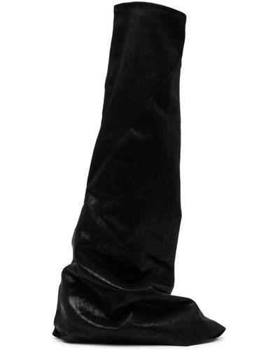 Rick Owens Slouchy layered knee-high boots - Schwarz