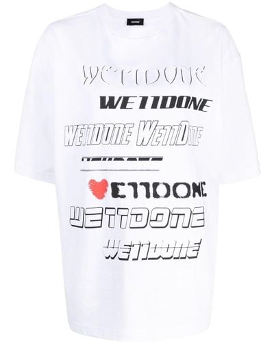 we11done T-Shirt mit Logo-Print - Weiß