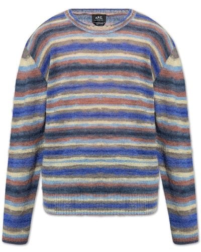 A.P.C. Striped Mohair Sweater - Blue