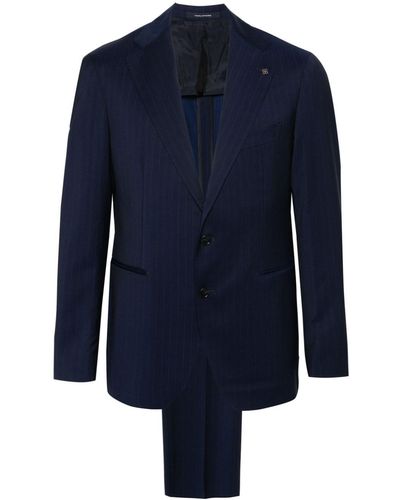 Tagliatore Pinstriped Wool Single-breasted Suit - Blue