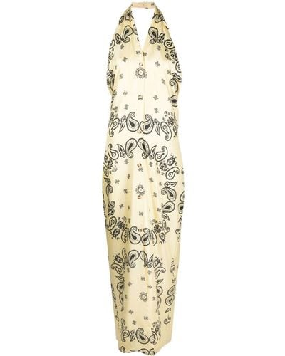 Nanushka Vestido largo Elima con estampado de cachemira - Metálico