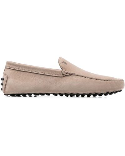 Tod's Gommino Driving Shoes In Nubuck - Natural
