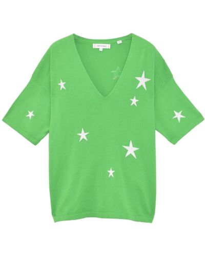 Chinti & Parker Star-intarsia Cotton Knitted T-shirt - Groen