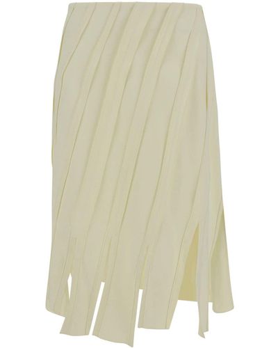 Bottega Veneta Jupe mi-longue drapée à taille haute - Blanc