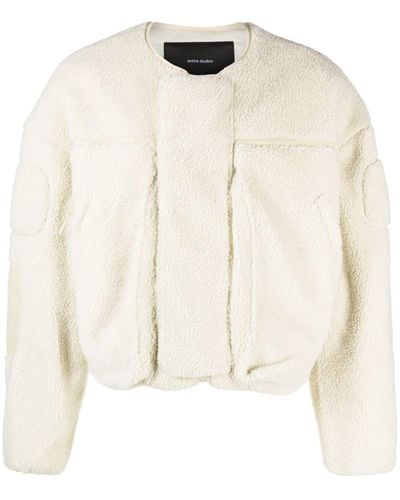 Entire studios Cropped Faux-shearling Hooded Jacket - Natural