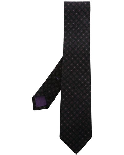 Ralph Lauren Purple Label Geometric-pattern Print Silk Tie - Black