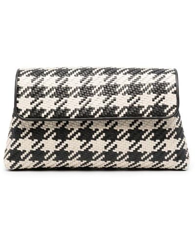 Aspinal of London Woven Houndstooth Leather Clutch - Gray