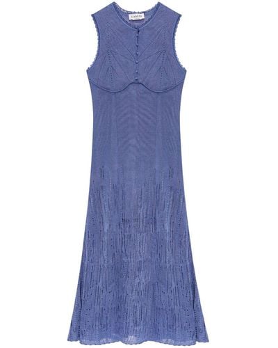 Lanvin Open-knit Midi Dress - ブルー