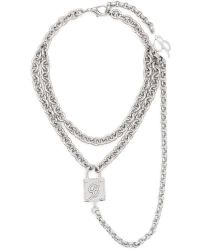 Blumarine Padlock-detail Polished-finish Necklace - White