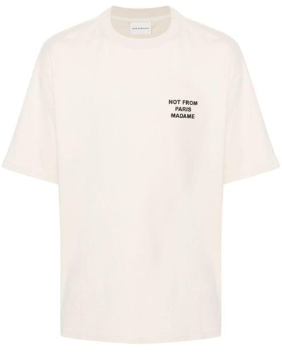 Drole de Monsieur Slogan-print Cotton T-shirt - Wit