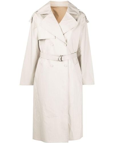 Yves Salomon Silk Belted Trench Coat - Natural