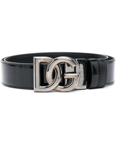 Dolce & Gabbana Logo Buckle-fastening Shine-finish Belt - Black