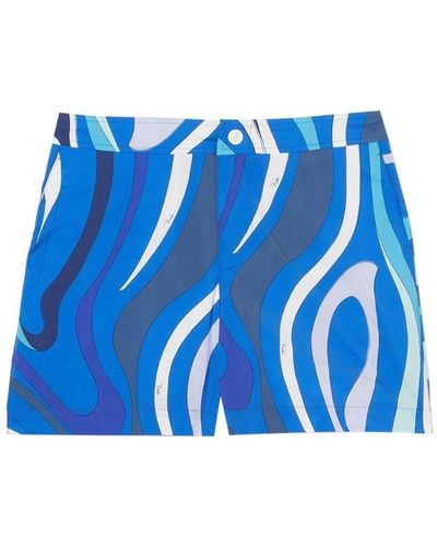 Emilio Pucci Marmo-print Swim Shorts - Blue