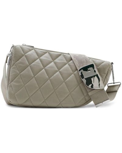 Burberry Shield Diamond-quilted Shoulder Bag - Grey
