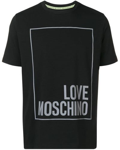 Love Moschino Camiseta con logo cuadrado - Negro