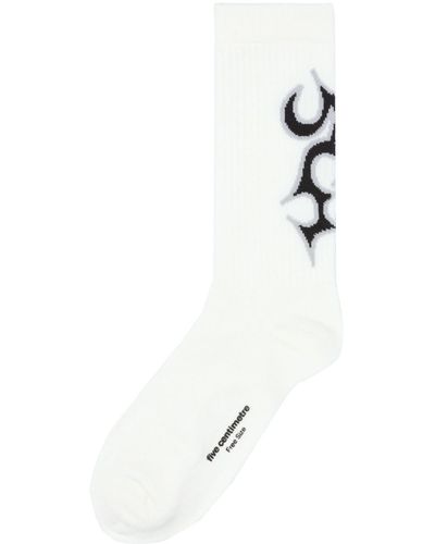 FIVE CM Intarsia-knit Calf Socks - White