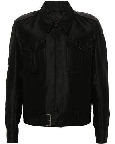 Tom Ford Button-up Military Jacket - Zwart