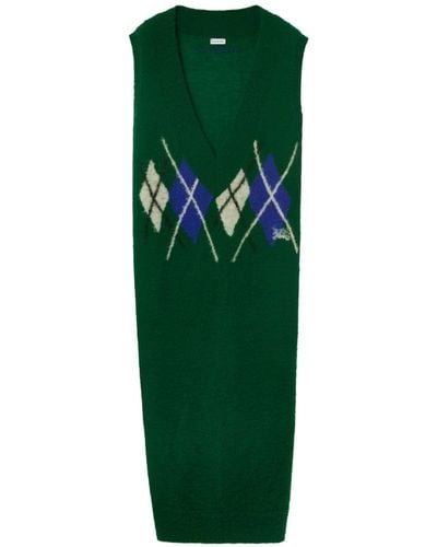 Burberry Argyle-knit Wool Dress - Green