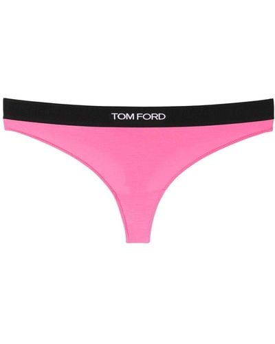 Tom Ford Logo Waistband Modal Thong - Pink