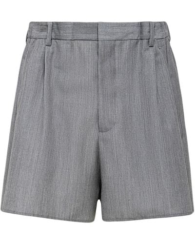 Prada Tailored Wool-mohair Shorts - Grey