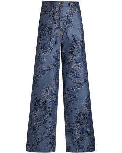 Etro Paisley-print wide-leg jeans - Blau