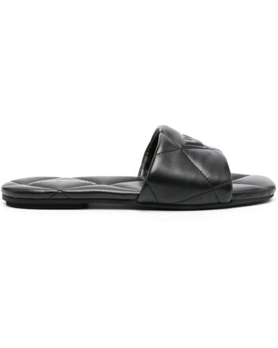 Emporio Armani Quilted Faux-leather Sandals - Black