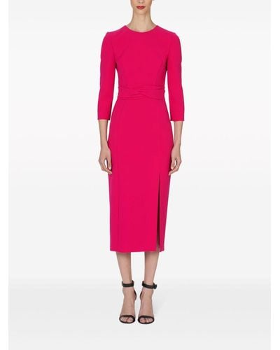Carolina Herrera Banded-waist Side-slit Midi Dress - Pink