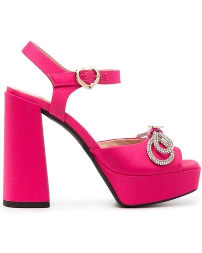 Love Moschino 130mm Logo-plaque Bow Sandals - Pink