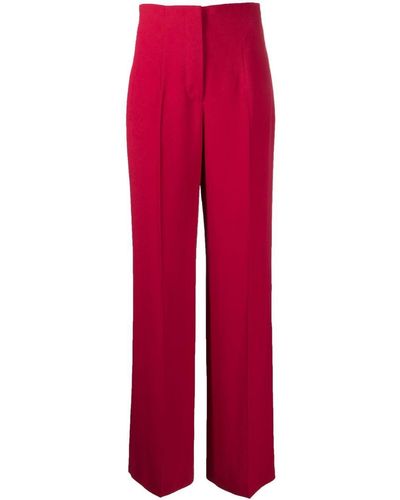 Alberta Ferretti Pantalon ample à taille haute - Rouge