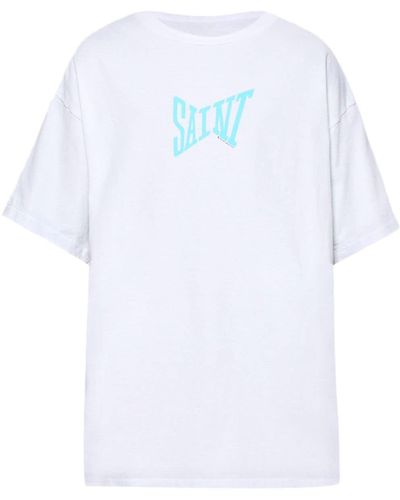 SAINT Mxxxxxx Logo-print Cotton T-shirt - White
